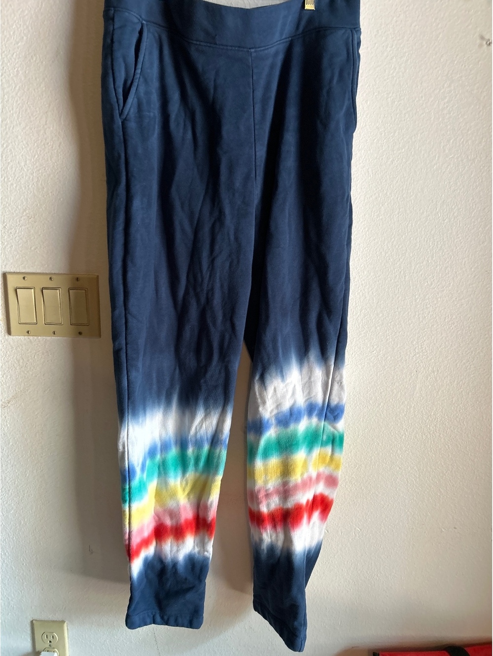 Lands' End Serious Sweats Navy Blue Tie-Dye Sweatpants Size M